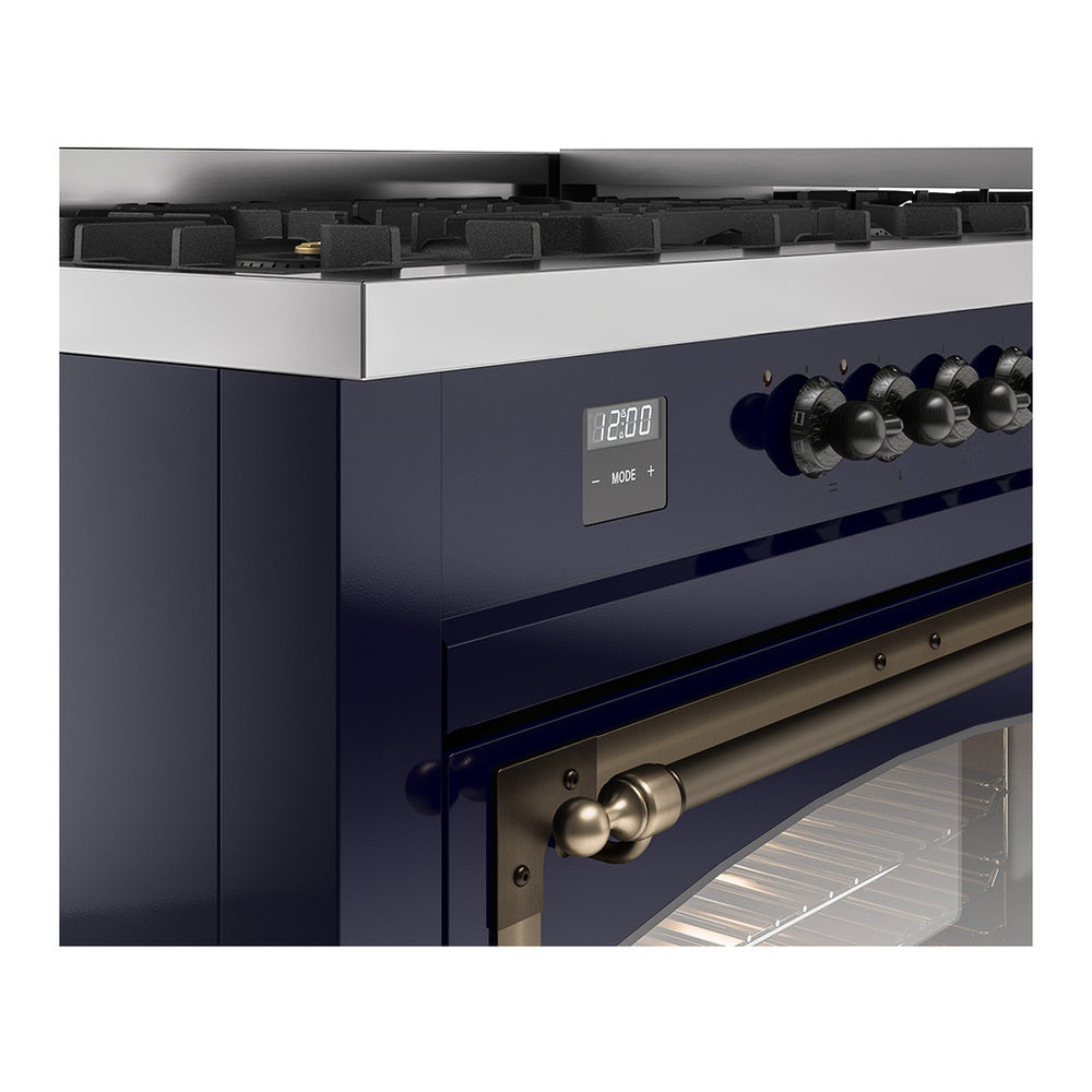ILVE Nostalgie II Noblesse 60" Midnight Blue Dual Fuel Range with 9 Burners and Griddle Triple Glass Door Natural Gas
