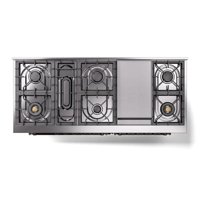 ILVE Nostalgie II Noblesse 60" Midnight Blue Dual Fuel Range with 9 Burners and Griddle Triple Glass Door Natural Gas