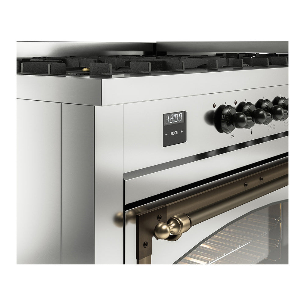 ILVE Nostalgie II Noblesse 60" Stainless Steel Dual Fuel Range with 9 Burners and Griddle Triple Glass Door Natural Gas
