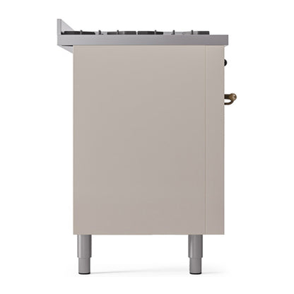 ILVE Nostalgie II Noblesse 60" Antique White Dual Fuel Range with 9 Burners and Griddle Solid Door Liquid Propane