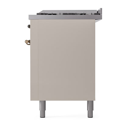 ILVE Nostalgie II Noblesse 60" Antique White Dual Fuel Range with 9 Burners and Griddle Solid Door Liquid Propane