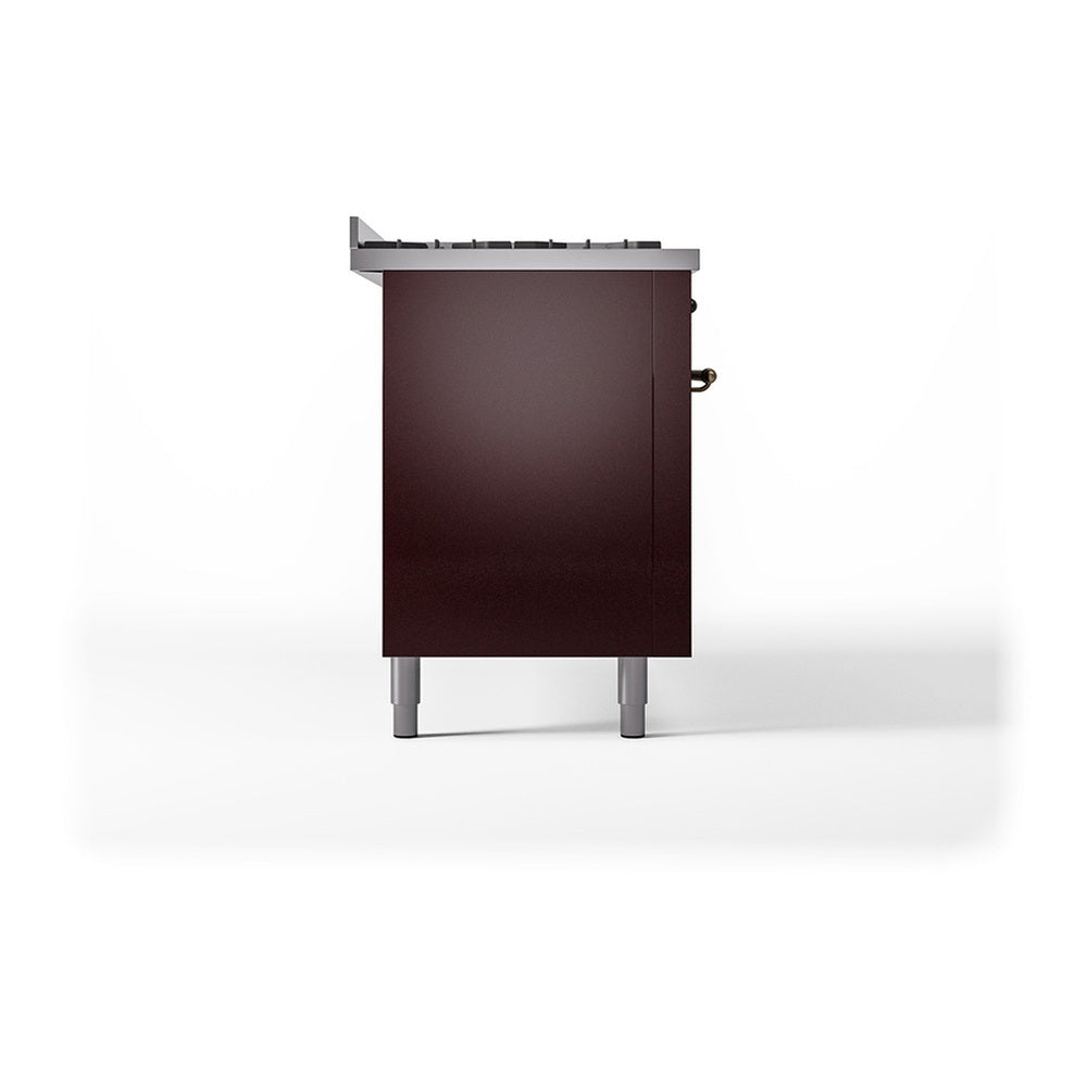 ILVE Nostalgie II Noblesse 60" Burgundy Dual Fuel Range with 9 Burners and Griddle Solid Door Natural Gas