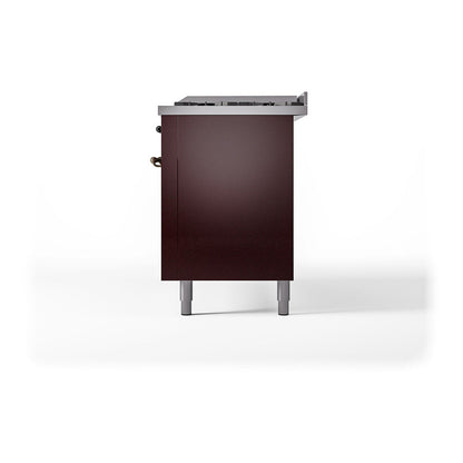 ILVE Nostalgie II Noblesse 60" Burgundy Dual Fuel Range with 9 Burners and Griddle Solid Door Natural Gas