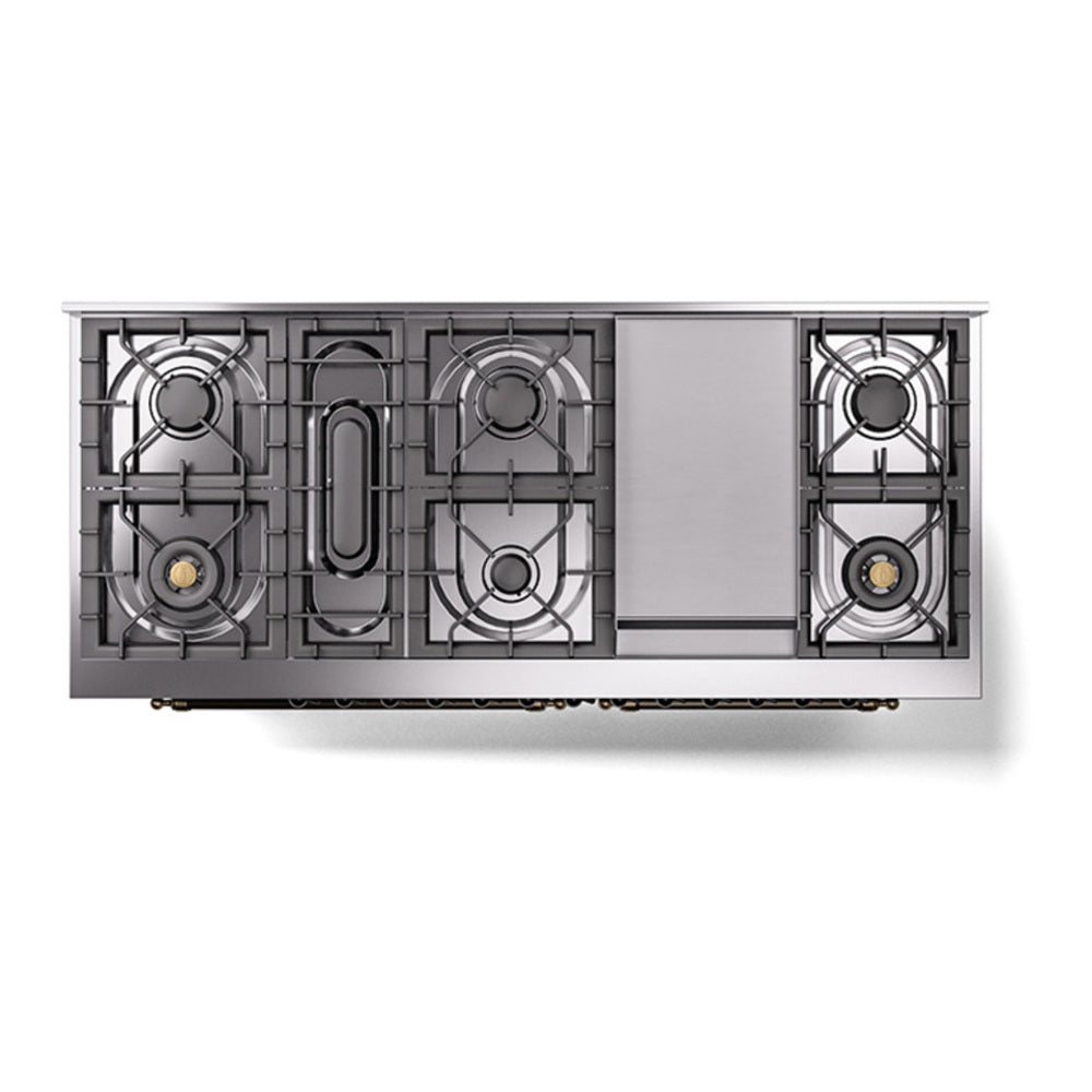 ILVE Nostalgie II Noblesse 60" Emerald Green Dual Fuel Range with 9 Burners and Griddle Solid Door Natural Gas