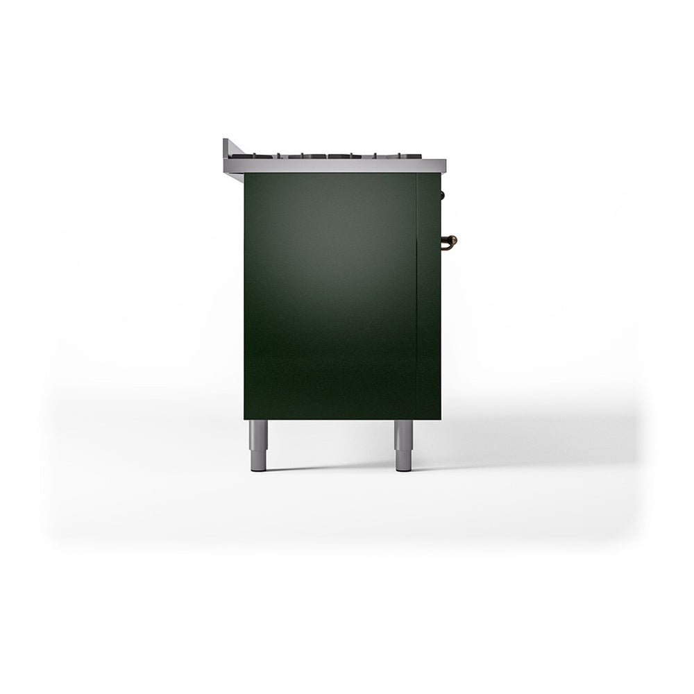 ILVE Nostalgie II Noblesse 60" Emerald Green Dual Fuel Range with 9 Burners and Griddle Solid Door Natural Gas