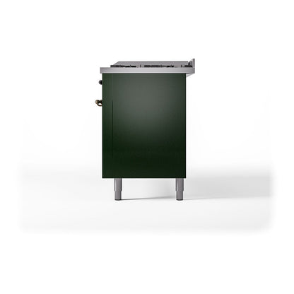 ILVE Nostalgie II Noblesse 60" Emerald Green Dual Fuel Range with 9 Burners and Griddle Solid Door Natural Gas