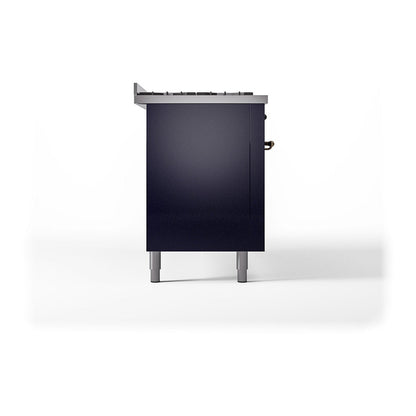ILVE Nostalgie II Noblesse 60" Midnight Blue Dual Fuel Range with 9 Burners and Griddle Solid Door Natural Gas