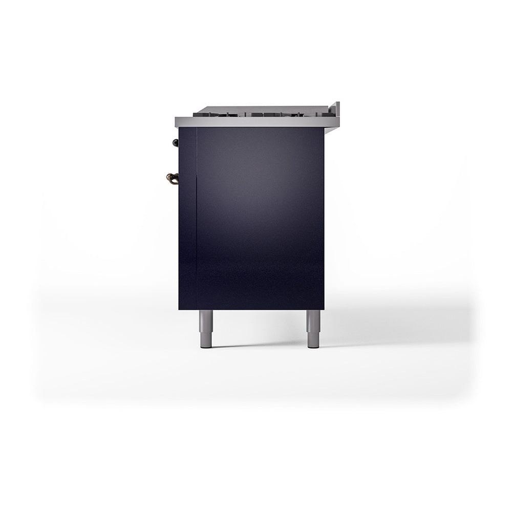 ILVE Nostalgie II Noblesse 60" Midnight Blue Dual Fuel Range with 9 Burners and Griddle Solid Door Natural Gas
