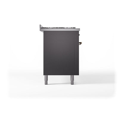 ILVE Nostalgie II Noblesse 60" Graphite Matte Dual Fuel Range with 9 Burners and Griddle Solid Door Natural Gas