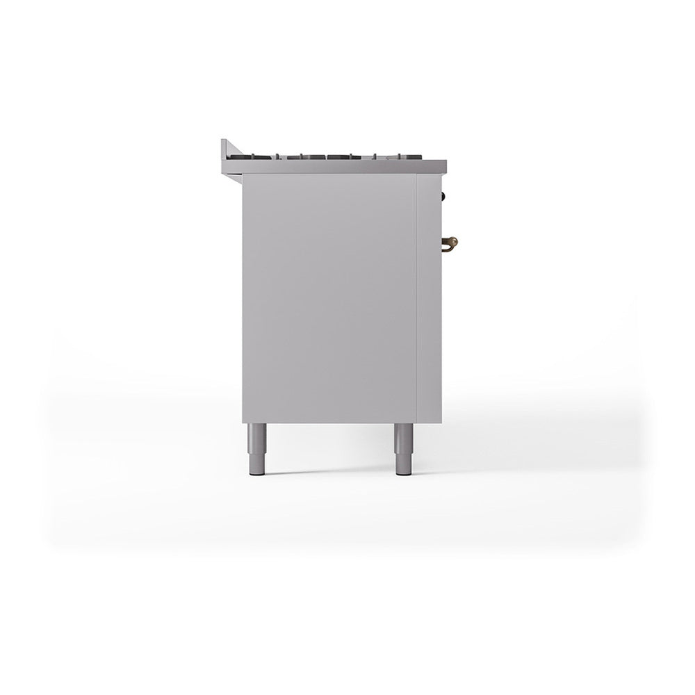 ILVE Nostalgie II Noblesse 60" White Dual Fuel Range with 9 Burners and Griddle Solid Door Natural Gas