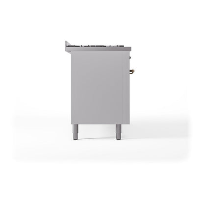 ILVE Nostalgie II Noblesse 60" White Dual Fuel Range with 9 Burners and Griddle Solid Door Natural Gas