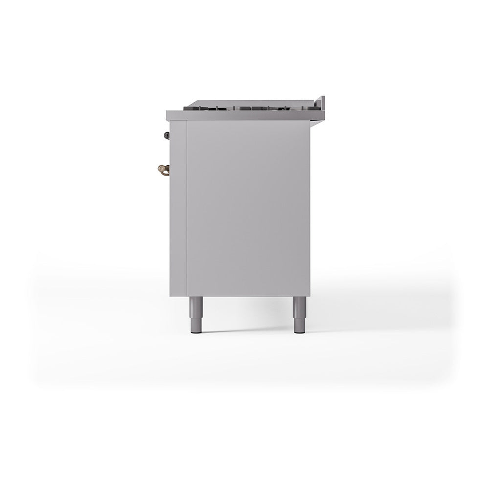 ILVE Nostalgie II Noblesse 60" White Dual Fuel Range with 9 Burners and Griddle Solid Door Natural Gas