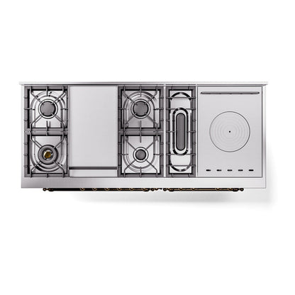 ILVE Nostalgie II Noblesse 60" Antique White Dual Fuel Range with 7 Burners, Griddle and French Top Triple Glass Door Natural Gas