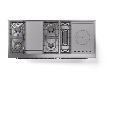 ILVE Nostalgie II Noblesse 60" Blue Grey Dual Fuel Range with 7 Burners, Griddle and French Top Triple Glass Door Natural Gas