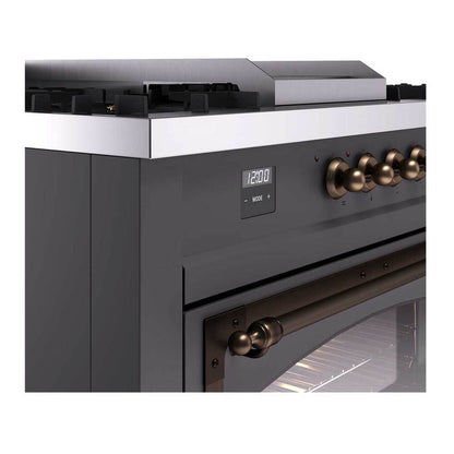 ILVE Nostalgie II Noblesse 60" Graphite Matte Dual Fuel Range with 7 Burners, Griddle and French Top Triple Glass Door Natural Gas
