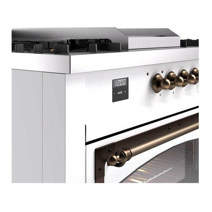 ILVE Nostalgie II Noblesse 60" RAL Dual Fuel Range with 7 Burners, Griddle and French Top Triple Glass Door Natural Gas