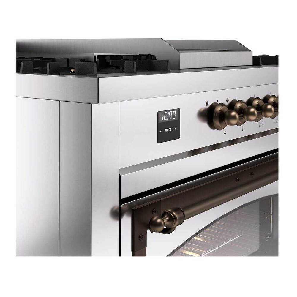 ILVE Nostalgie II Noblesse 60" Stainless Steel Dual Fuel Range with 7 Burners, Griddle and French Top Triple Glass Door Natural Gas