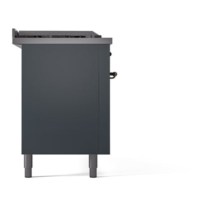 ILVE Nostalgie II Noblesse 60" Blue Grey Dual Fuel Range with 7 Burners, Griddle and French Top Solid Door Natural Gas