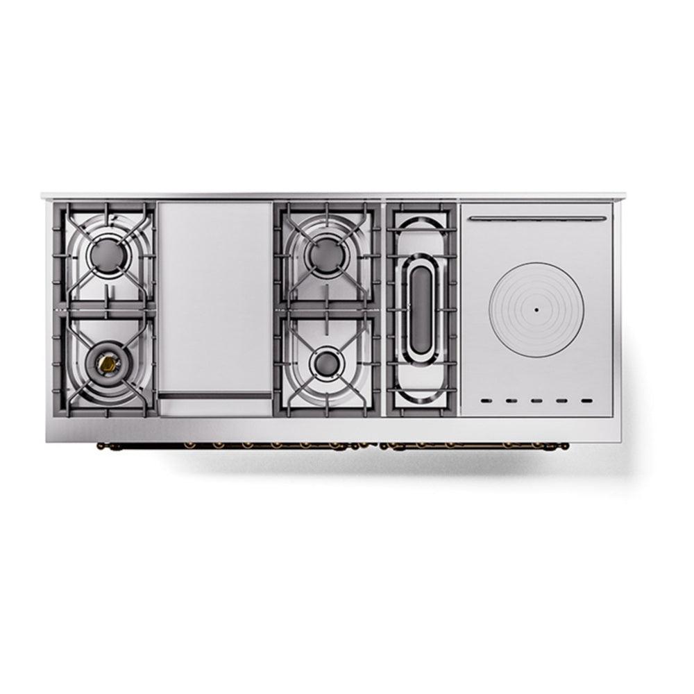 ILVE Nostalgie II Noblesse 60" Glossy Black Dual Fuel Range with 7 Burners, Griddle and French Top Solid Door Natural Gas