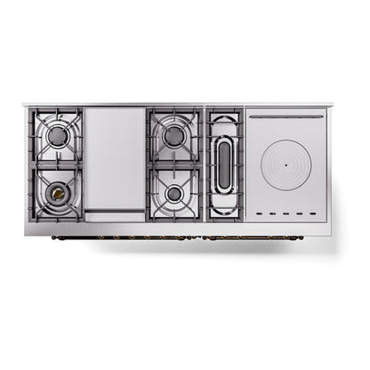ILVE Nostalgie II Noblesse 60" Glossy Black Dual Fuel Range with 7 Burners, Griddle and French Top Solid Door Natural Gas