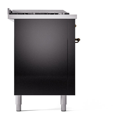 ILVE Nostalgie II Noblesse 60" Glossy Black Dual Fuel Range with 7 Burners, Griddle and French Top Solid Door Natural Gas