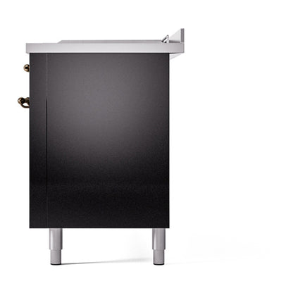 ILVE Nostalgie II Noblesse 60" Glossy Black Dual Fuel Range with 7 Burners, Griddle and French Top Solid Door Natural Gas