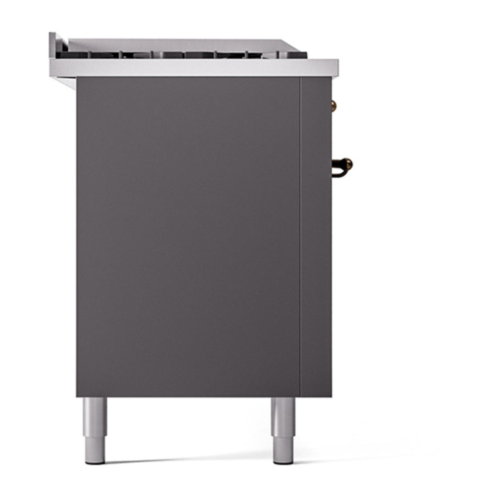 ILVE Nostalgie II Noblesse 60" Graphite Matte Dual Fuel Range with 7 Burners, Griddle and French Top Solid Door Liquid Propane