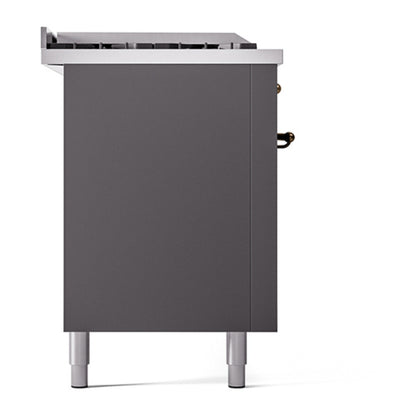 ILVE Nostalgie II Noblesse 60" Graphite Matte Dual Fuel Range with 7 Burners, Griddle and French Top Solid Door Liquid Propane