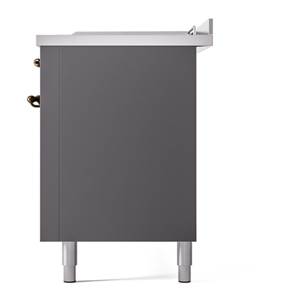 ILVE Nostalgie II Noblesse 60" Graphite Matte Dual Fuel Range with 7 Burners, Griddle and French Top Solid Door Liquid Propane