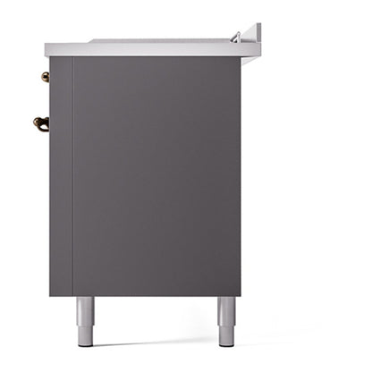 ILVE Nostalgie II Noblesse 60" Graphite Matte Dual Fuel Range with 7 Burners, Griddle and French Top Solid Door Liquid Propane