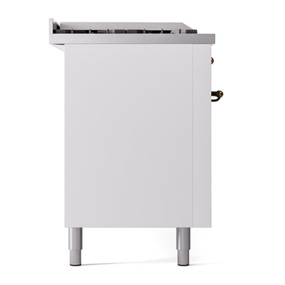 ILVE Nostalgie II Noblesse 60" White Dual Fuel Range with 7 Burners, Griddle and French Top Solid Door Natural Gas