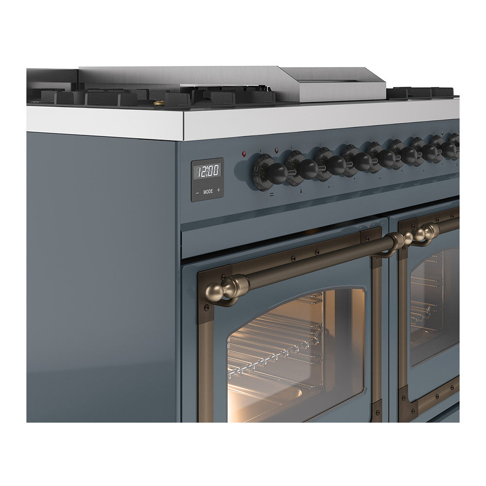 ILVE Nostalgie II Noblesse 40" Blue Grey Dual Fuel Range with 6 Burners and Griddle Triple Glass Door Liquid Propane