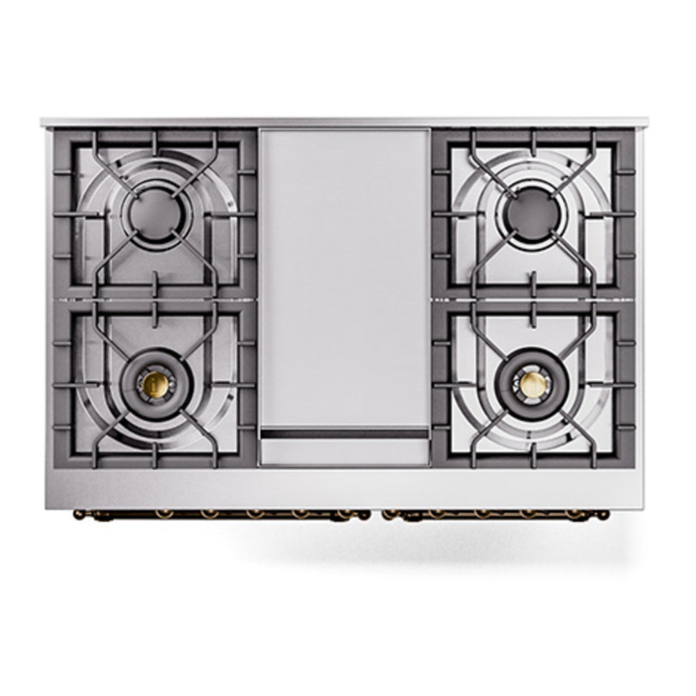ILVE Nostalgie II Noblesse 40" Blue Grey Dual Fuel Range with 6 Burners and Griddle Triple Glass Door Liquid Propane