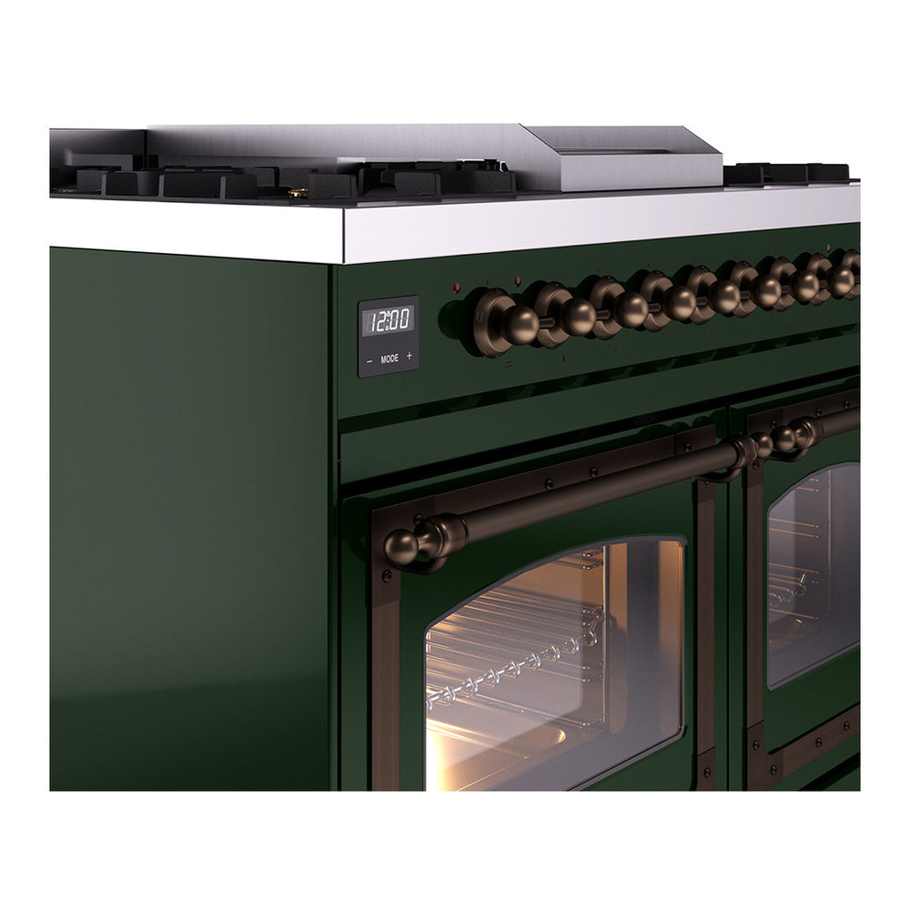 ILVE Nostalgie II Noblesse 40" Emerald Green Dual Fuel Range with 6 Burners and Griddle Triple Glass Door Natural Gas