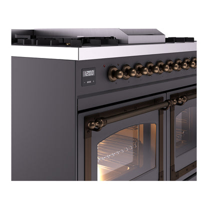 ILVE Nostalgie II Noblesse 40" Graphite Matte Dual Fuel Range with 6 Burners and Griddle Triple Glass Door Natural Gas