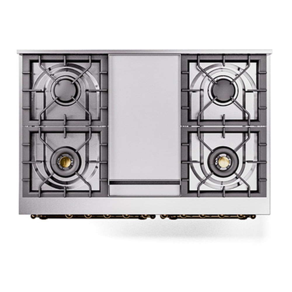 ILVE Nostalgie II Noblesse 40" RAL Dual Fuel Range with 6 Burners and Griddle Triple Glass Door Natural Gas