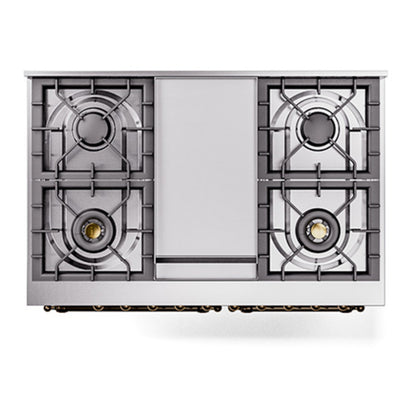 ILVE Nostalgie II Noblesse 40" RAL Dual Fuel Range with 6 Burners and Griddle Triple Glass Door Natural Gas