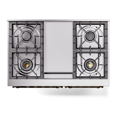 ILVE Nostalgie II Noblesse 40" Glossy Black Dual Fuel Range with 6 Burners and Griddle Solid Door Liquid Propane