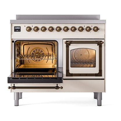 ILVE Nostalgie II Noblesse 40" Antique White Induction Range with 6 Elements Triple Glass Door