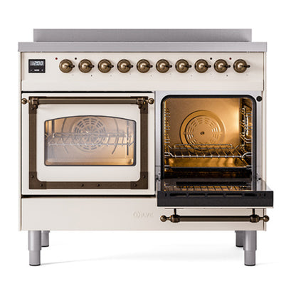 ILVE Nostalgie II Noblesse 40" Antique White Induction Range with 6 Elements Triple Glass Door