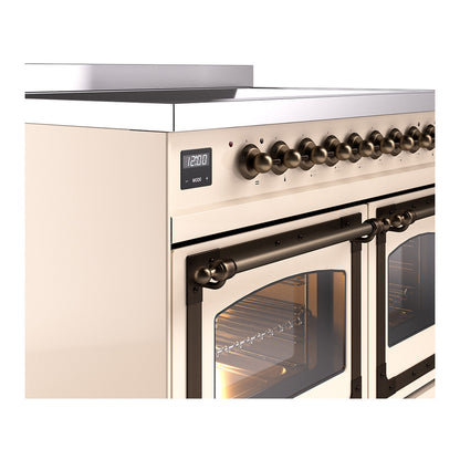 ILVE Nostalgie II Noblesse 40" Antique White Induction Range with 6 Elements Triple Glass Door