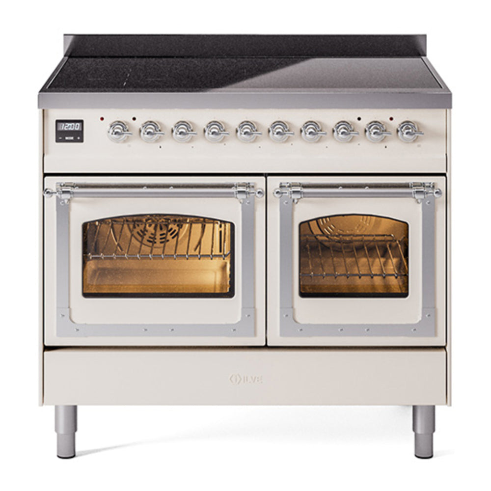 ILVE Nostalgie II Noblesse 40" Antique White Induction Range with 6 Elements Triple Glass Door