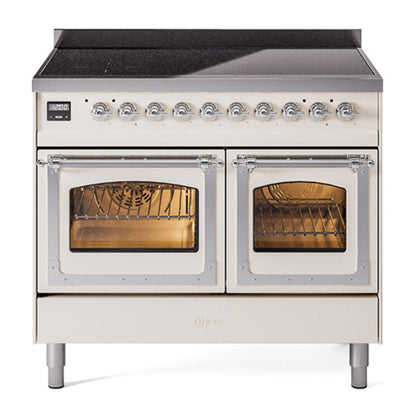 ILVE Nostalgie II Noblesse 40" Antique White Induction Range with 6 Elements Triple Glass Door