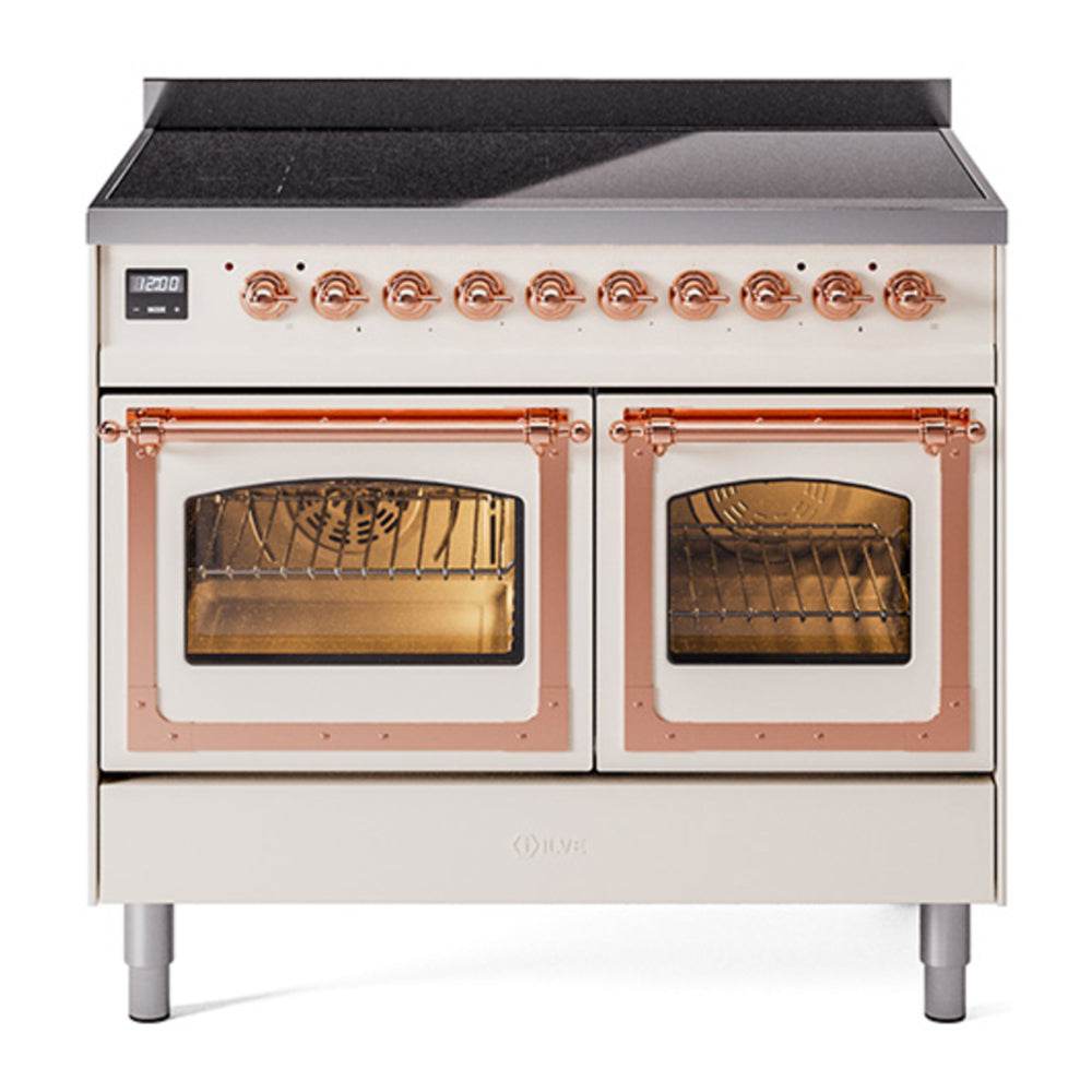 ILVE Nostalgie II Noblesse 40" Antique White Induction Range with 6 Elements Triple Glass Door