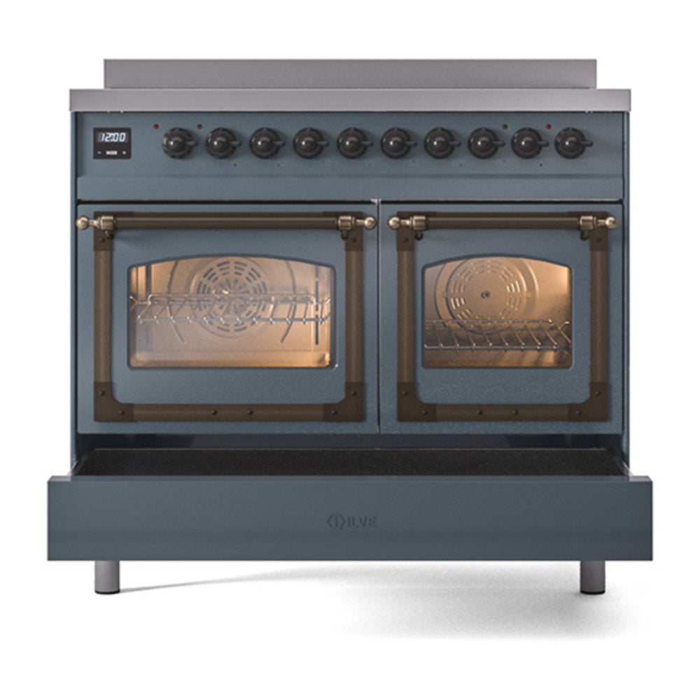 ILVE Nostalgie II Noblesse 40" Blue Grey Induction Range with 6 Elements Triple Glass Door