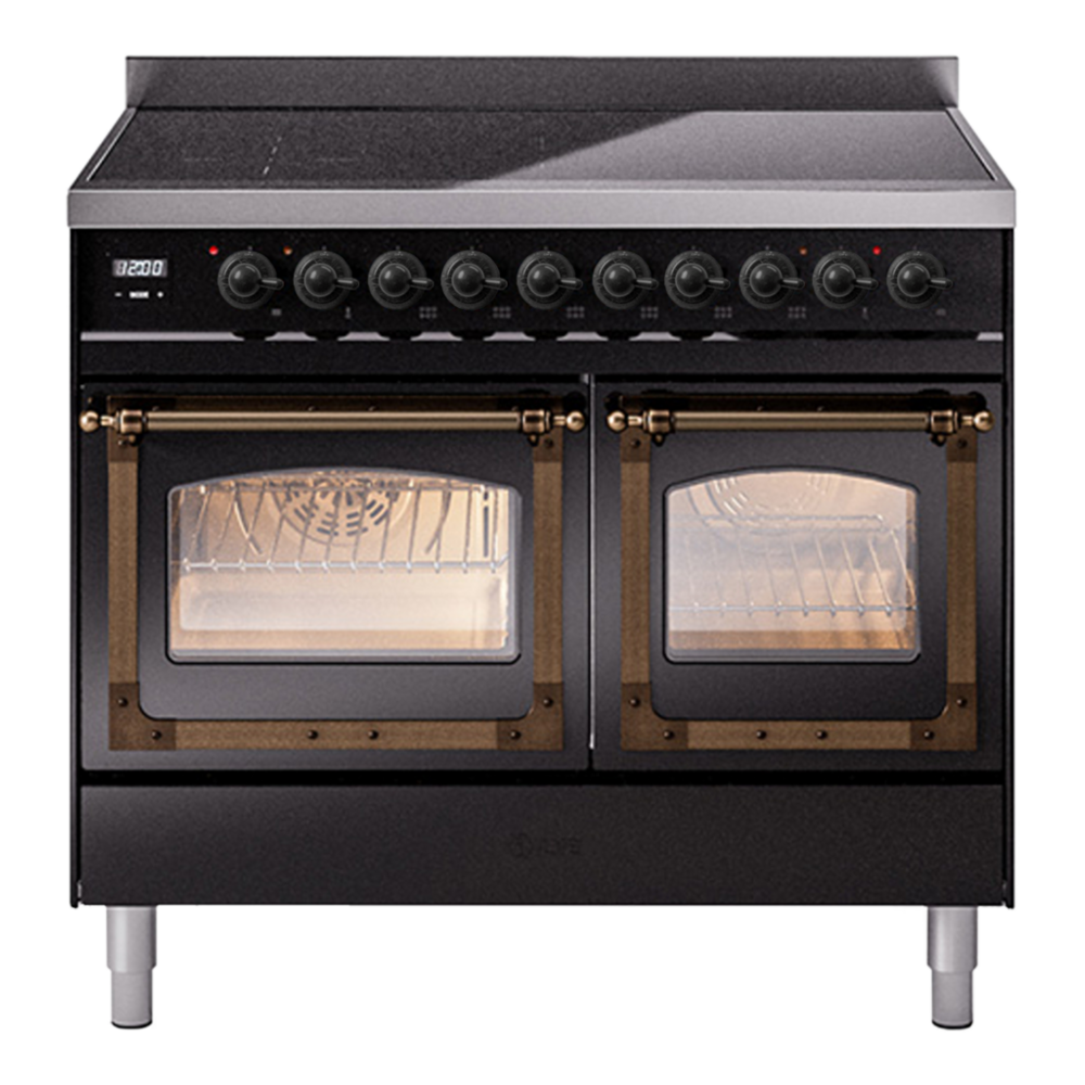 ILVE Nostalgie II Noblesse 40" Glossy Black Induction Range with 6 Elements Triple Glass Door