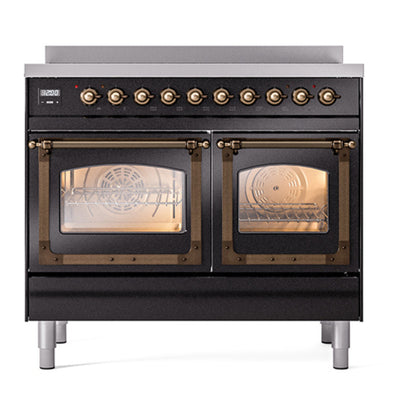 ILVE Nostalgie II Noblesse 40" Glossy Black Induction Range with 6 Elements Triple Glass Door