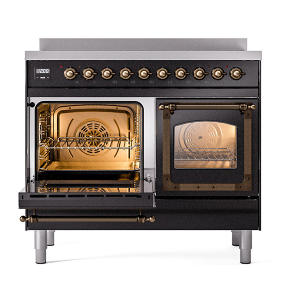 ILVE Nostalgie II Noblesse 40" Glossy Black Induction Range with 6 Elements Triple Glass Door