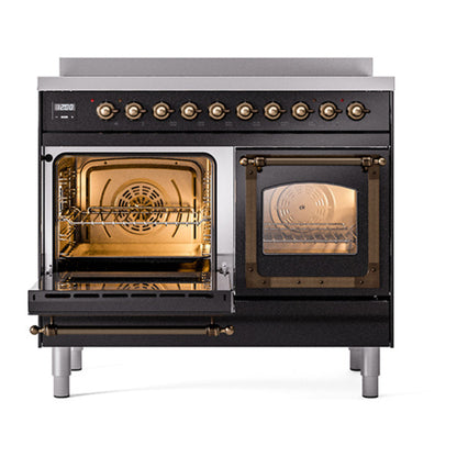 ILVE Nostalgie II Noblesse 40" Glossy Black Induction Range with 6 Elements Triple Glass Door