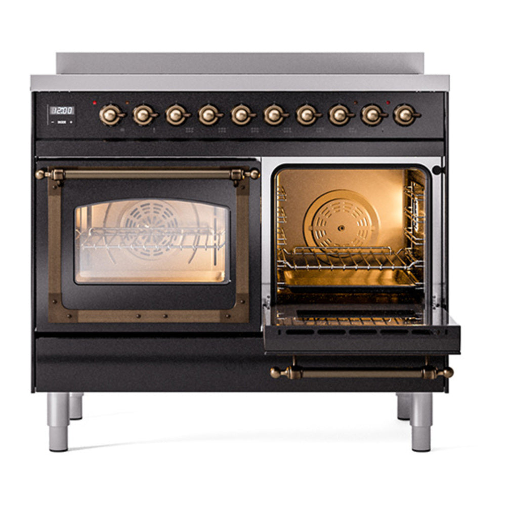 ILVE Nostalgie II Noblesse 40" Glossy Black Induction Range with 6 Elements Triple Glass Door